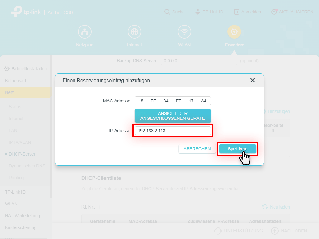 IP-Adresse hinzufügen